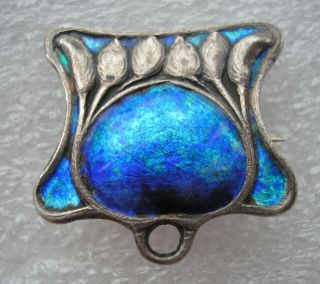 Stunning antique Arts & Crafts brooch enamelled in blue & turquoise 2