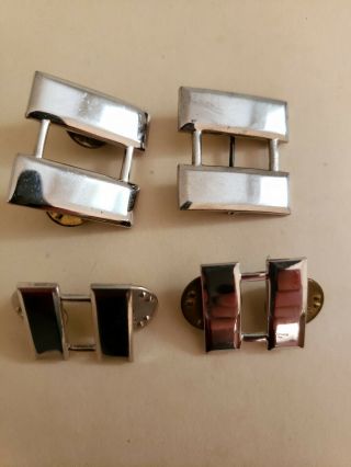 Ww2 Siver Army Airforce Captain Rank Pin Back Bars Set Of 4