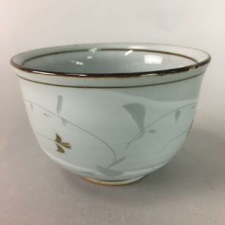 Japanese Arita Ware Porcelain Teacup Vtg Yunomi Floral Gray Signed Sencha Pt526