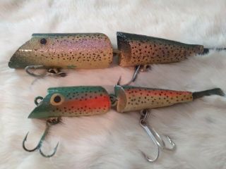 2 Vintage Ac Plug Wooden Lures Handpainted And Numbered By Allan Cole