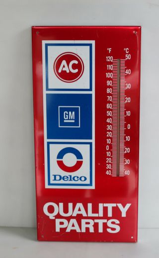 Vintage Ac Gm Delco Auto Parts Thermometer Chevrolet Sign