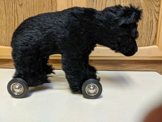 Grisly German Mohair Bear Pull Toy on Wheels 3