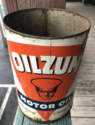 Vintage Oilzum Motor Oil Can 5 Quart RARE Lid Missing SHIPS FREEE IN USA 2