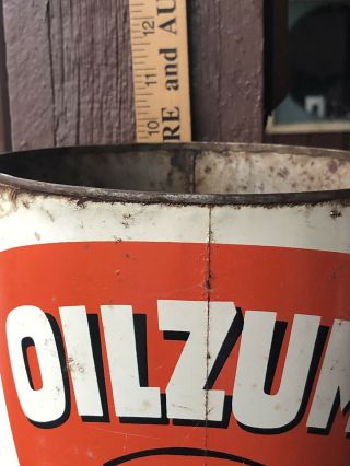 Vintage Oilzum Motor Oil Can 5 Quart RARE Lid Missing SHIPS FREEE IN USA 8