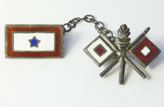 Wwii Sterling Silver Enamel Son In Service Army Signal Corps Sweetheart Pins