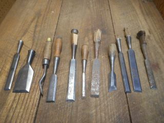 L4379 Vintage & Antique Wood Chisels - Some Need Tlc - 2 Stanley,  Etc