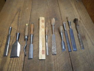 L4379 Vintage & Antique Wood Chisels - Some need TLC - 2 Stanley,  Etc 8