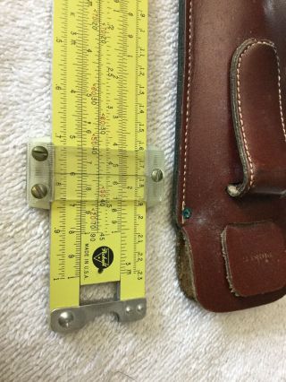 Vintage 1959 Pickett N - 1006 - ES Metal Slide Rule TRIG Brown Leather Clip On Case 2