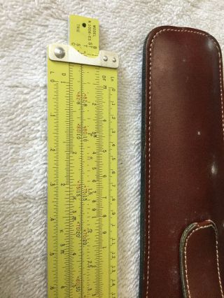 Vintage 1959 Pickett N - 1006 - ES Metal Slide Rule TRIG Brown Leather Clip On Case 3