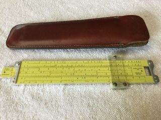Vintage 1959 Pickett N - 1006 - ES Metal Slide Rule TRIG Brown Leather Clip On Case 4