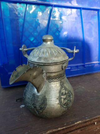 Antique Turkish Ottoman coffee tea pot dallah 8