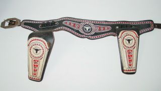 Vintage Cap Gun Belt W Holsters Black Red