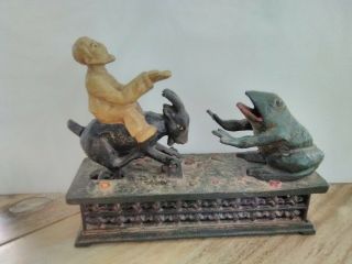 Vintage Hubley Man And Goat Mechanical Bank Cast Iron Early 1900 