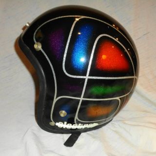 Vintage 1970s Electro Helmet / Metal Flake / Very Cool Pattern Wow Take A Look