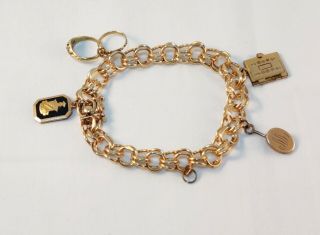 Vintage 14k Gold Charm Bracelet Double Link 33.  1 Grams Not Scrap