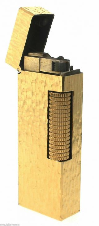 Exquisite Vintage Dunhill Yellow Gold - Plated Bark Textured Lighter