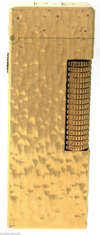 Exquisite Vintage Dunhill Yellow Gold - Plated Bark Textured Lighter 2