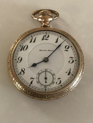Antique South Bend Gold Tone Pocket Watch