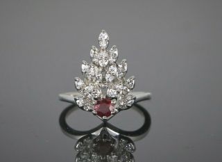 $3,  250 Vintage Estate Platinum 0.  85ct Single Cut Fire Red Ruby Diamond Ring Sz 6 2