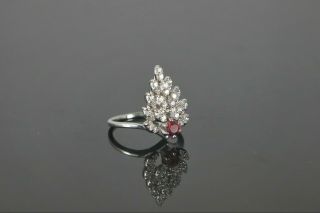 $3,  250 Vintage Estate Platinum 0.  85ct Single Cut Fire Red Ruby Diamond Ring Sz 6 4