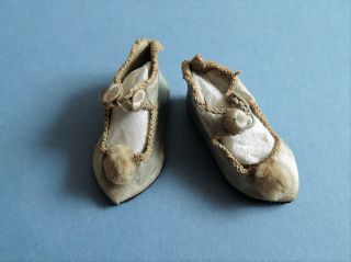 Antique Danish Miniature Doll Shoes - Antik Danske Lille Bitte Dukke Fodtøj