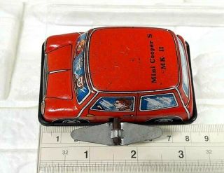 Rare Vintage Wind Up Tin Toy Austin Mini Cooper S Mk 2 Red Car Japan