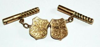 Exquisite Antique Victorian 9ct Gold Cufflinks.  Foliate Engraving.
