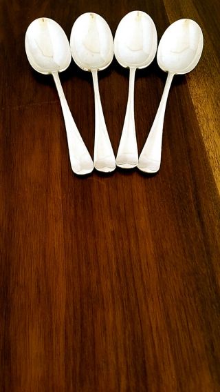 Emile Viner Four 20thc English Sterling Silver Dessert/place Spoons No Mono