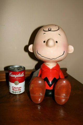 Rare Vintage Schmid 11 " Sitting Charlie Brown Porcelain Music Box Large