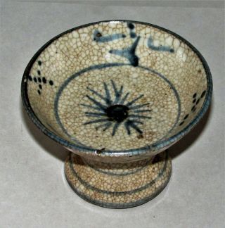 Chinese Qing Pottery Wine Cup / Crackle Glaze / c.  1850 - 1899 / 3.  5 