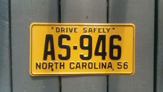 1956 North Carolina License Plate As - 946 Vintage Restored