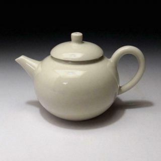 Wl2: Vintage Japanese White Porcelain Sencha Tea Pot,  Kyo Ware