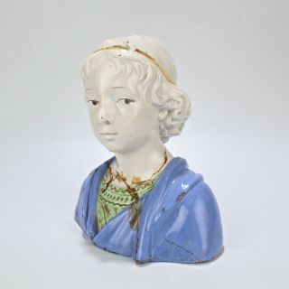 Antique Italian Majolica Della Robbia Style Bust Of A Boy By Fantechi - PT 2