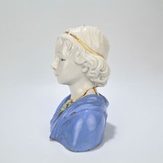 Antique Italian Majolica Della Robbia Style Bust Of A Boy By Fantechi - PT 3