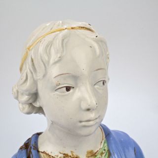 Antique Italian Majolica Della Robbia Style Bust Of A Boy By Fantechi - PT 7