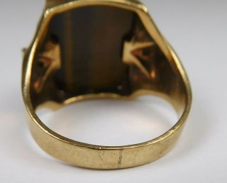 Vintage Ostby Barton 10k Yellow Gold Double Profile Cameo Tigers Eye Ring - 8.  75 8