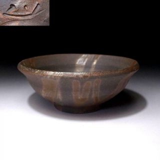 Uk4: Vintage Japanese Pottery Tea Bowl,  Bizen Ware,  Natural Ash Glaze