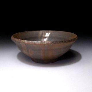 UK4: Vintage Japanese Pottery Tea bowl,  Bizen ware,  Natural ash glaze 2