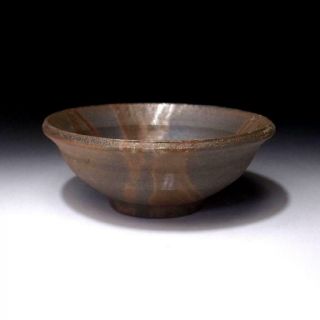 UK4: Vintage Japanese Pottery Tea bowl,  Bizen ware,  Natural ash glaze 3