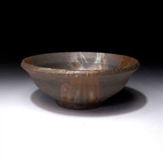 UK4: Vintage Japanese Pottery Tea bowl,  Bizen ware,  Natural ash glaze 4