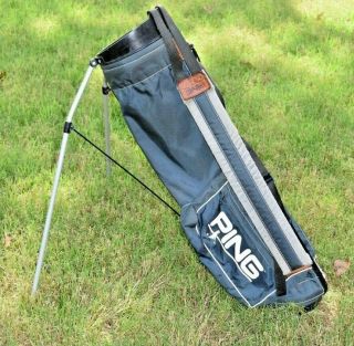 Vintage Ping Karsten Lightweight Carry Golf Bag Single Strap Blue Rare 8 "