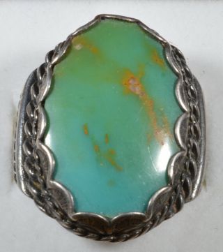 Vintage Southwestern Turquoise Sterling Ring Size 11.  5 7016