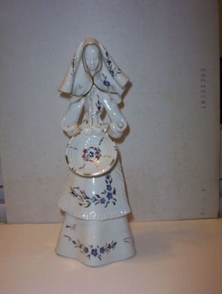 Signed Vintage Handcrafted Studio Ceramic Pottery Female Figurine W Basket