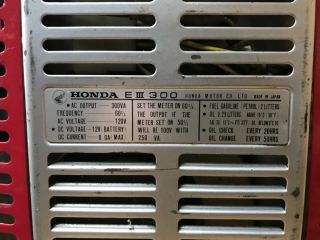 Vintage E - 300 Honda Generator - Portable Gas Generator E300 4