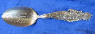 Wr - 0003 - Full Figure Sterling Silver Souvenir Spoon.  Indian Chief Oklahoma City