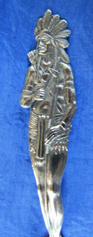 wr - 0003 - Full Figure Sterling Silver Souvenir Spoon.  Indian Chief Oklahoma City 2
