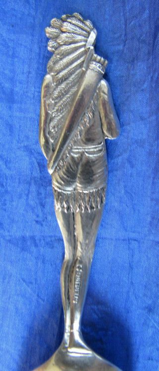 wr - 0003 - Full Figure Sterling Silver Souvenir Spoon.  Indian Chief Oklahoma City 3