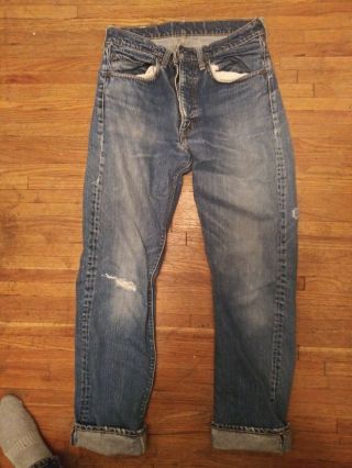 Vintage Levis Big E Rare Partial Selvedge Denim Pants Model 505 - 0217