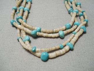 VERY RARE EARLY VINTAGE NAVAJO SKY BLUE TURQUOISE NATIVE AMERICAN NECKLACE OLD 2