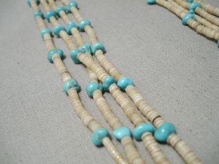 VERY RARE EARLY VINTAGE NAVAJO SKY BLUE TURQUOISE NATIVE AMERICAN NECKLACE OLD 5